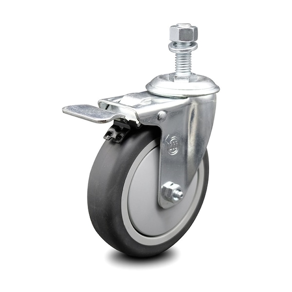 5 Inch Thermoplastic Rubber Swivel 1/2 Inch Stem Caster with Total Lock Brake SCC